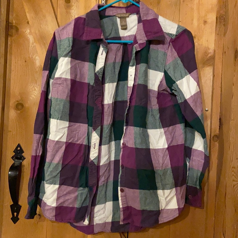 Bit & Bridle M Purple and Green Flannel